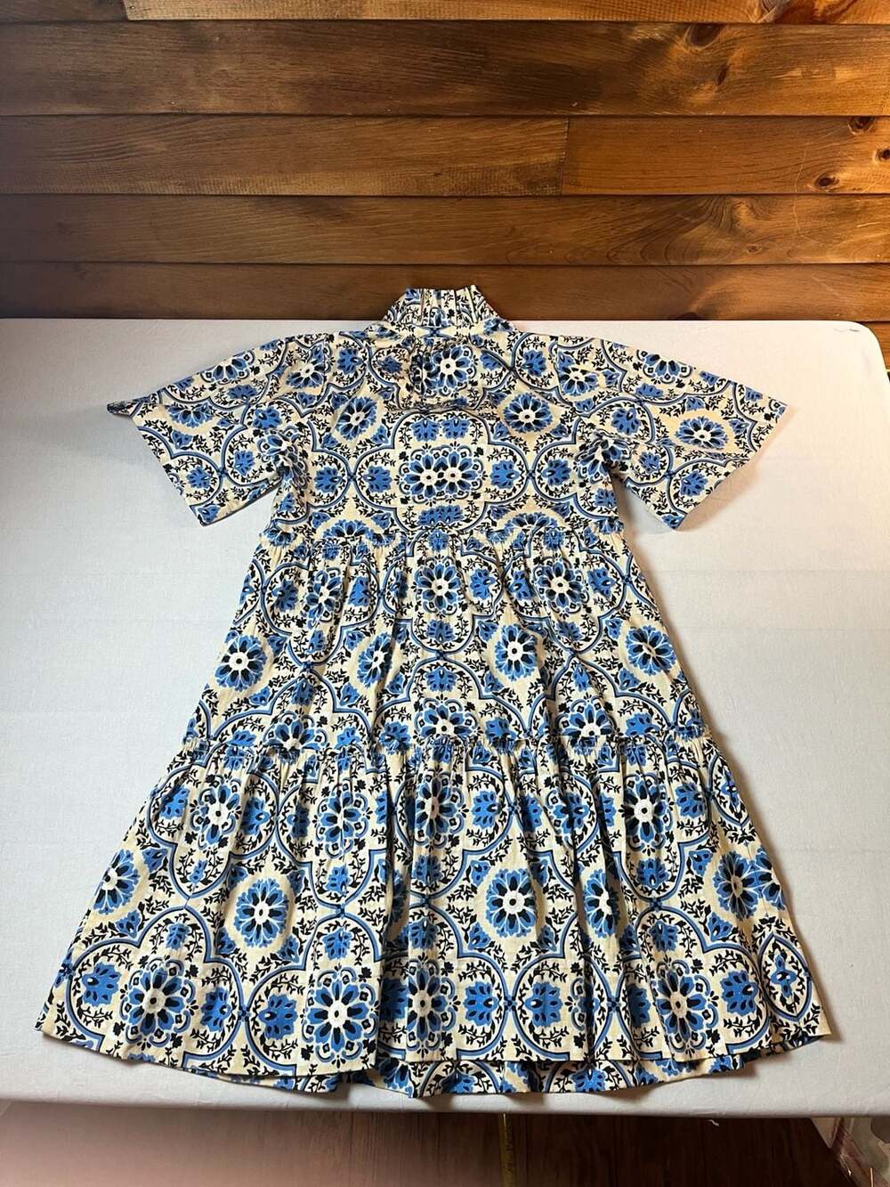 Tuckernuck Blue and White Medallion Print Ruffle Crawford Dress - Picture 5 of 8
